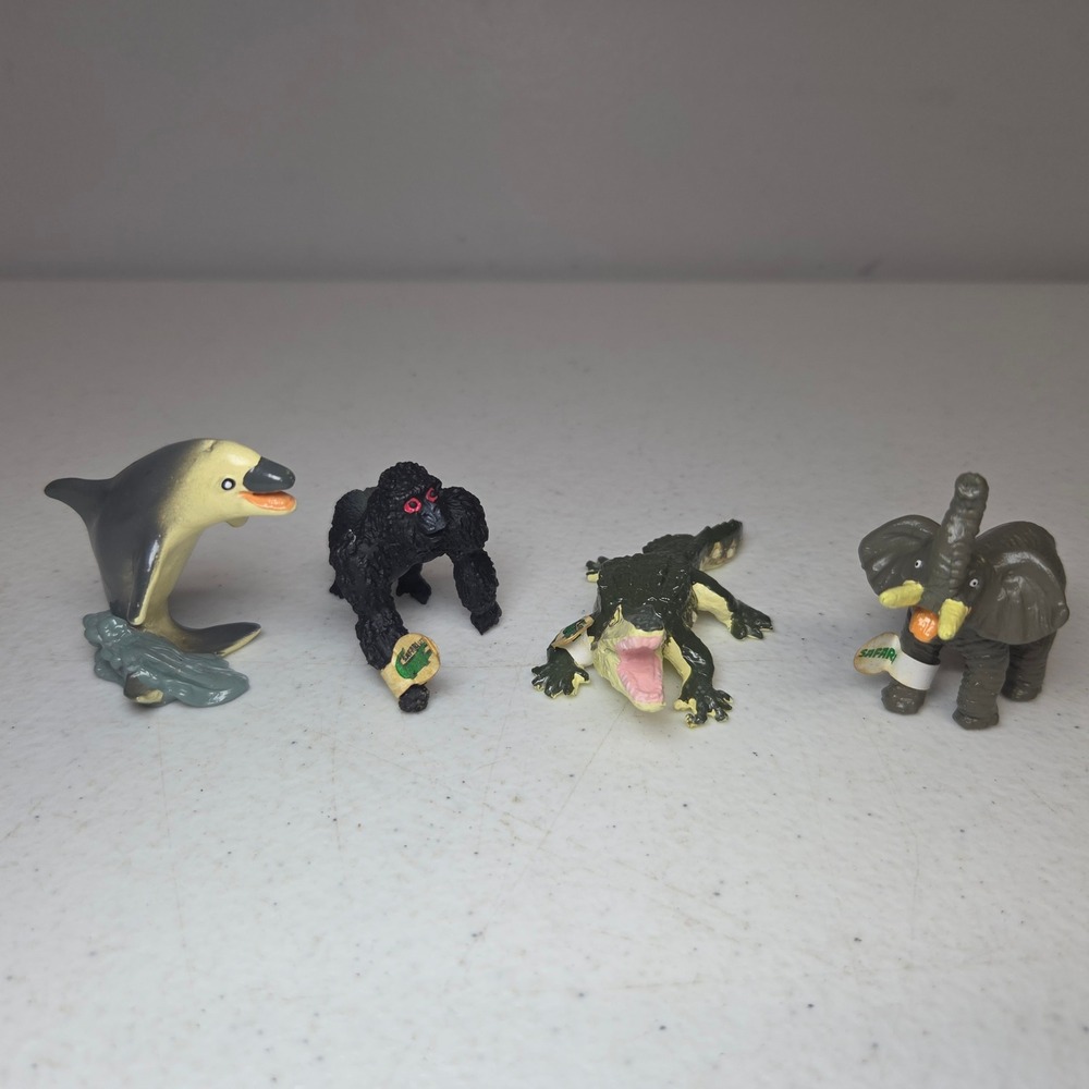 Vintage Safari Ltd Wild Animal Figurines Lot of 4 Elephant Gorilla Dolphin Gator